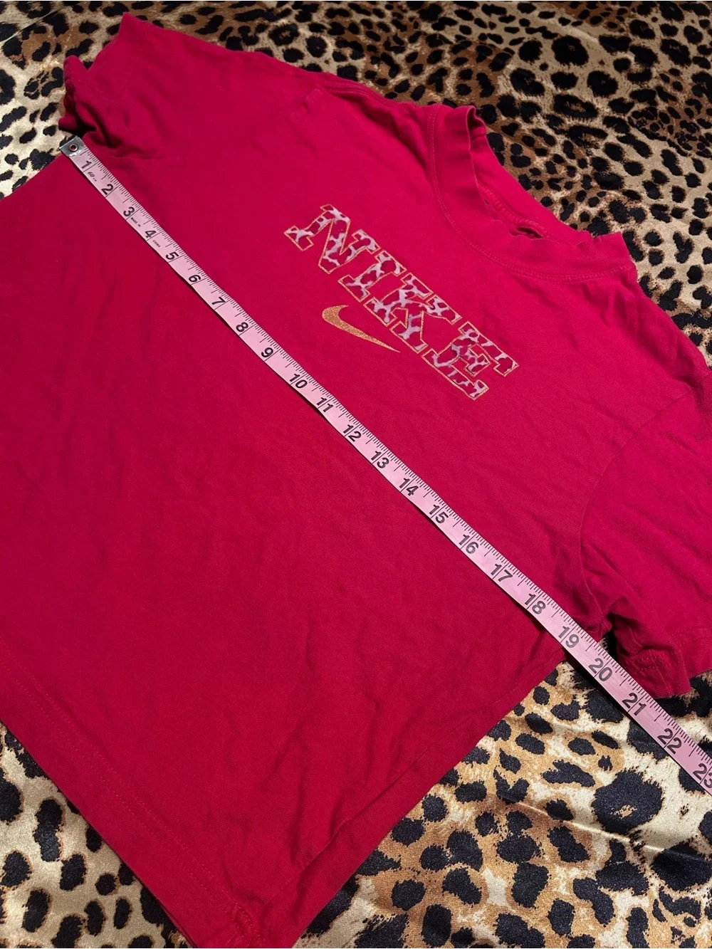Nike Youth Loose Fir Hot Pink T Shirt with Cow Print Logo